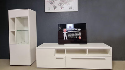 Wohnwand LIGHT LINE weiß matt Lack TV-Board und Vitrine