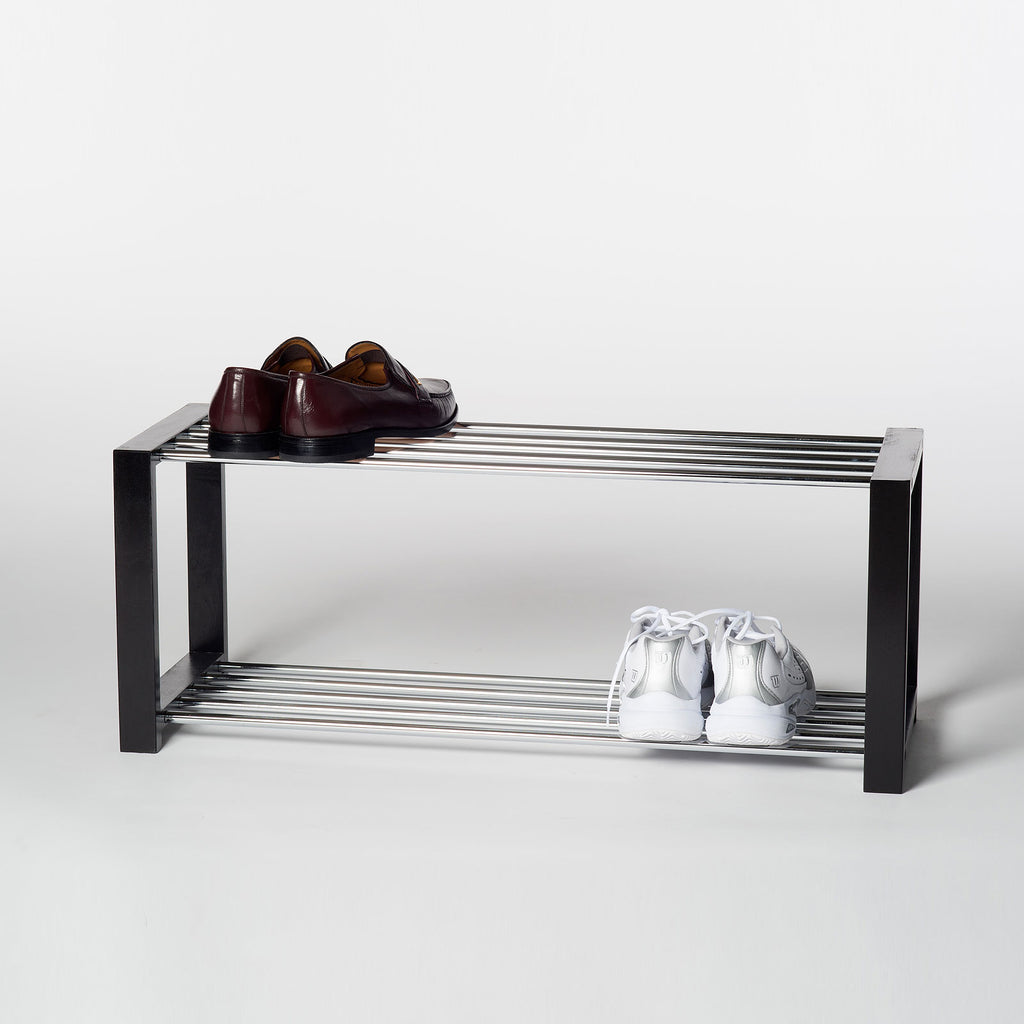 Schuhregal Luis schwarz verchromte Stangen