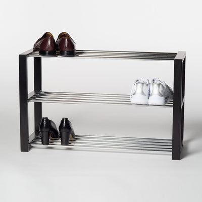 Schuhregal Luis schwarz verchromte Stangen