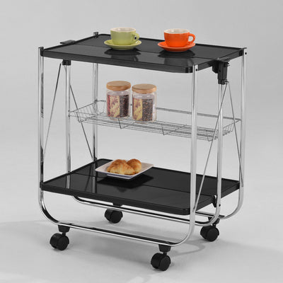 Servierwagen Butler faltbar Metall schwarz