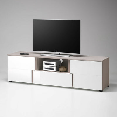 Lowboard QUEST MDF weiß Hochglanz Cappuccino