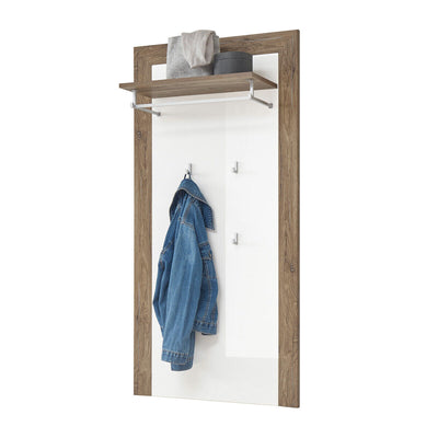 Wandpaneel NEAPEL Eiche dunkel MDF Weiß Hochglanz