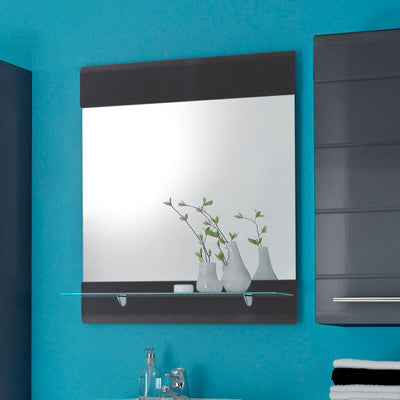 Wandspiegel graumetallic Hochglanz mit Glasablage