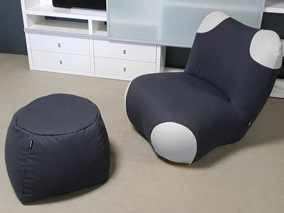 Sessel mit Hocker ROLF BENZ freistil 171 schwarzgrau