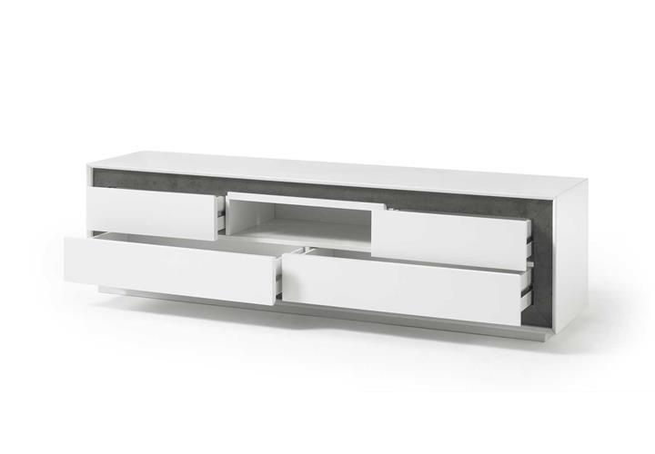 Lowboard DURBAN weiß Lack matt Beton Dekor