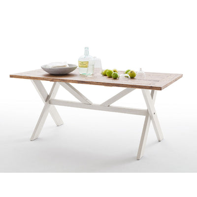Esstisch BYRON Kiefer massiv weiß Vintage braun