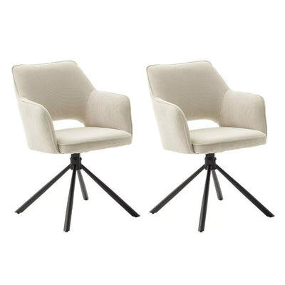 Armlehnstuhl Luzon 2er-Set Cord Creme mit Autoreturn